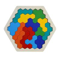 Juego De Rompecabezas Hexagonal Alien Tangram Bloque De Puzzle Clásico Para Niños Juguetes Educativos De Madera Unisex - details 12