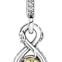 PANDORA Disney Belle 399525C01 - Colgante de plata de ley con cristal amarillo de la colección Disney x, talla única, Plata de ley, Circonita cúbica，Incluye Caja Original - details 1