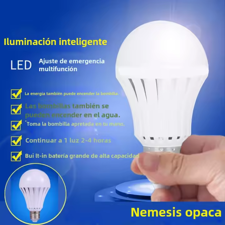 Bombilla De Emergencia LED E27 Recargable 7W 12W 15W Con Batería Iluminación Energía Ahorro Para Sala De Estar Hogar - 1