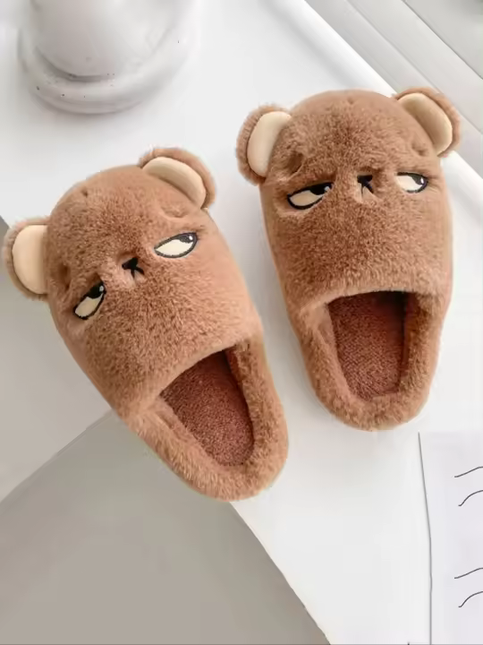 Zapatillas De Casa Para Hombre Tamaño Grande Con Dibujos Divertidos De Cartoon Material De Algodón Suave Suela De TPR Para Uso Interior - 1