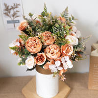 Kahaul Flores Artificiales De Seda Otoño Colores Hydrangea Peonías Rosas Para Decoración De Hogar Y Bodas Arreglo Floral Falso Para Eventos - details 3