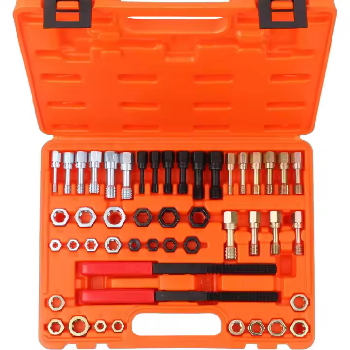 EasySpeed 48 pcs Kit de reparación restaurador de roscas métricas, M6 M8 M10 M11 M12 M14 para Reparar Restaurar Dientes pasados de Tuercas y Tornillos, tapon Carter, Cajas de Cambio, etc - 1