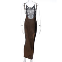 Vestido Largo Sin Mangas De Verano Para Mujer Hugcitar Color Sólido Bodycon Para Fiestas Ropa De Calle Preppy Estilo Sin Cuello Espalda Descubierta Midi Synthesis Fibra Polyester Spandex - details 7
