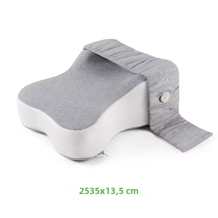 Almohada De Memoria Ortopédica De Algodón Suave Para Maternidad Con Correa Ajustable Soporte De Rodilla Y Pierna Para Dormir De Lado Color Gris Tamaño 35x25x7/14cm - 1