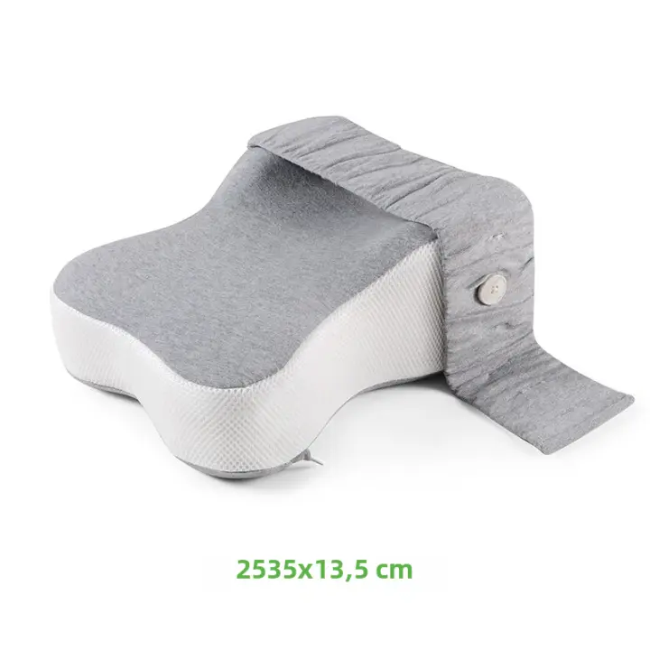 Almohada De Memoria Ortopédica De Algodón Suave Para Maternidad Con Correa Ajustable Soporte De Rodilla Y Pierna Para Dormir De Lado Color Gris Tamaño 35x25x7/14cm - 1