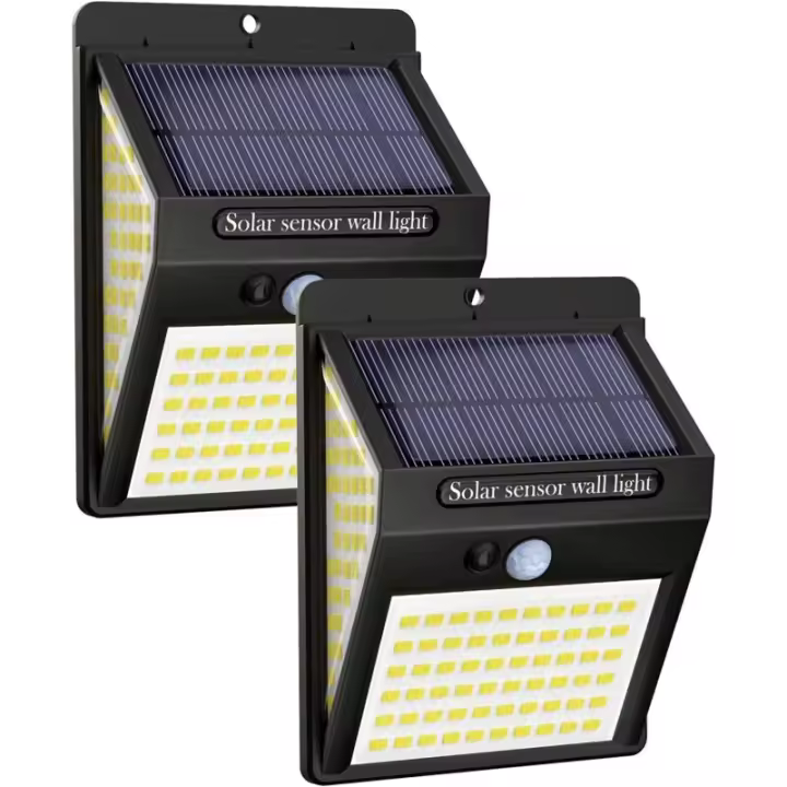 140 LED Luz solar al aire libre 3 modos de iluminación, sensor de movimiento de luz solar al aire libre, paquete de 2 - 1