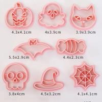8pcs Molde De Galleta Halloween 3D Cartoon Pumpkin Ghost Skull Diseño Eco-amigable Para Fiestas De Halloween Herramientas De Hornear - details 5