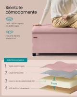 Banco de Pie de Cama, Banco Almacenaje, Soporta hasta 300 kg, para Sala de Estar, Dormitorio, Entrada, Gris y Rosa, 40 x 110 x 40 cm - details 9