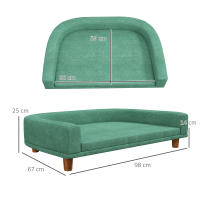 PawHut Sofá para Perros Grandes Cama Elevada para Perros Tapizada con Cojín Lavable y Patas de Madera de Pino Carga 40 kg 98x67x25 cm Verde - details 2