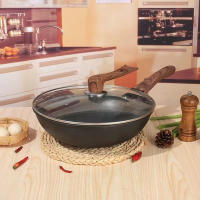 Sartén De Piedra Maifan Antiadherente Para Fogón Y Inducción Cocina Duradera Sartén De Res Meat Eco-amigable Con Cubierta De Vidrio - details 0