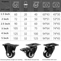 Ruedas De Silla Para Muebles 4pcs Conjunto De Rodillos Negros Para Carro De Plataforma Y Asiento Pesado Accesorio Doméstico - details 1
