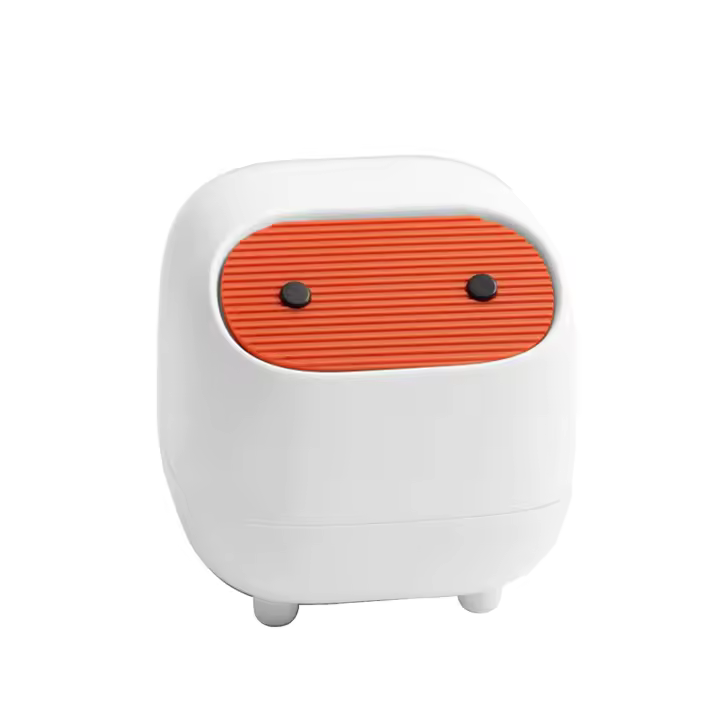 Small Trash Can with Lid for Office, Bedroom, with 1 Roll Trash Bag for Home, Bedroom, Kitchen, Car, Office (White) - 1