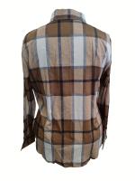 Camisa Larga De Manga Para Mujer Talla Grande Con Cuello En V Estampado a Cuadros Casual Suéter Suave De Poliéster - details 1