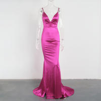 Vestido De Seda Elástico Con Cuello En V Y Espalda Descubierta Para Fiesta De Noche Boda Y Compromiso Vestido De Noche De Mujer Longitud Del Piso Estilo Mermaid Sin Mangas - details 19