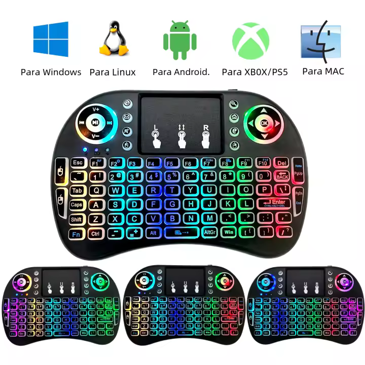 Teclado Inalámbrico Mini I8 2.4G Con Palanca De Toque Y Ratón Aire En RGB Para Android TV Box PC Estilo Ergonómico Multifuncional - 1
