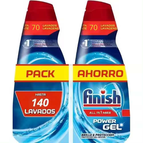 Finish All in 1 Max Power Gel - Detergente Gel para el Lavavajillas 140 lavados - 1