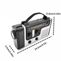 Radio de emergencia con manivela solar AM/FM/SW multibanda con linterna, luz de lectura, sirena y función de carga de teléfono móvil. - details 8
