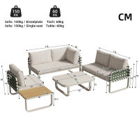 Conjunto de salón de Jardín (4-5 plazas), Conjunto de muebles de Jardín de cuero Verde, Moderno conjunto de sofá de exterior con todos los muebles de asiento y Zapatos, Conjunto de balcón, jardín y Terraza, color albaricoque - details 7