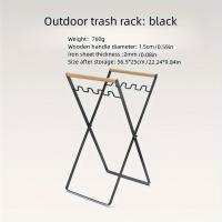 Estante Plegable Para Basura De Cocina Y Exterior Soporte De Saco De Plástico Mango De Madera Y Estante De Hierro Para Almacenamiento De Residuos - details 1