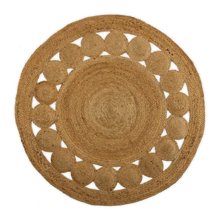 Alfombra Versa Ø 120 cm Círculos Ratán Yute - 1