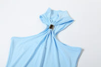 Vestido Maxi Sin Mangas De Halsk Para Mujer Kliou Estilo Clásico De Cuello Alto Alta Calidad Polyester Spandex Vestidos Elegantes Para Noche - details 4