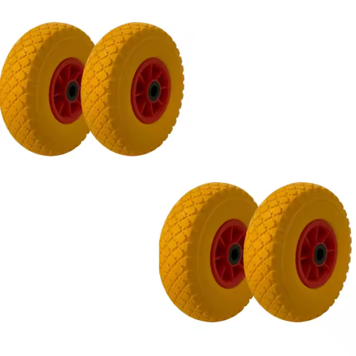 KEROPPA Rueda Maciza Carretilla Pack de 4 Rueda para Carros Pack 4 Uds 26 cm diámetro Eje ABS Grosor 7 cm Resistente Duradera Amarillo - 1