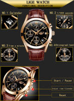 Reloj De Pulsera Deportivo De Lujo Para Hombre LIGE Cuarzo Militar Con Correa De Cuero Premium Impermeable Y Cronógrafo Moda Casual - details 2