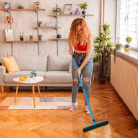 Copa De Broom De Goma Con Mango Largo Telescopio Ajustable 56-120cm Cepillo De Limpieza Para El Hogar Eliminador De Pelo De Mascotas - details 5