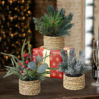 XIYA FLOWER Plantas Artificiales Rojas De Navidad Con Bayas Y Hojas Verdes En Maceta Material PE Decoración Para El Hogar - details 1