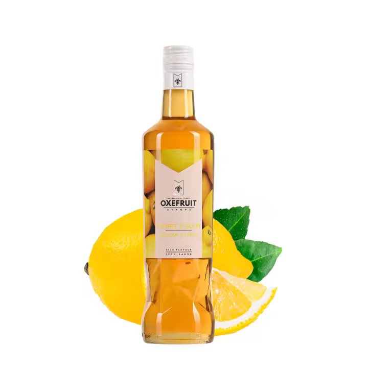 SIROPE DE SWEET & SOUR Oxefruit Professional Mixers. Producido a partir de concentrado de salsa agriduclce, con auténtico sabor, creado para la elaboración de cócteles y bebidas no alcohólicas como mocktails, batidos y también para repostería. - 1