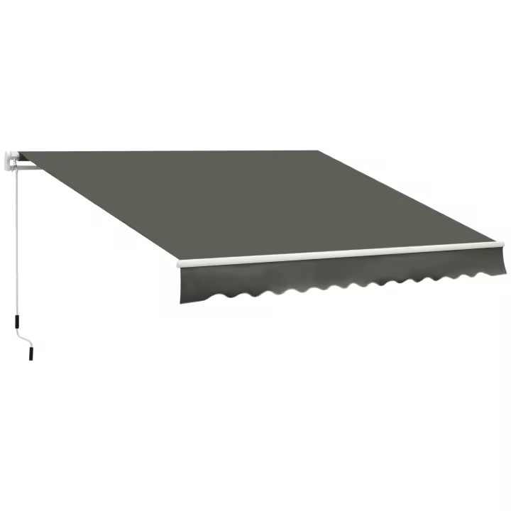 Outsunny Toldo Manual Retráctil 350x250 cm Toldo para Balcón con Manivela de Metal Impermeable y Anti-UV Toldo Enrollable de Exterior para Jardín Terraza Ventanas - 1