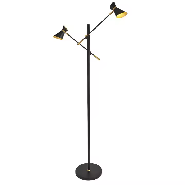 Piantana Industrial-Caballete Nórdico Acero Negro Oro Led 4W 3000K - 1
