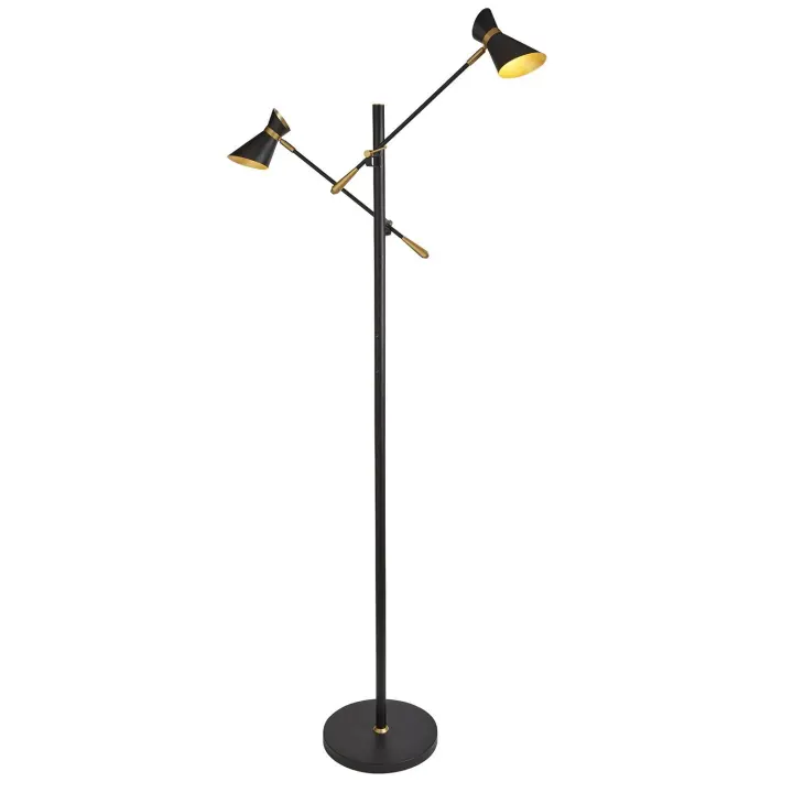 Piantana Industrial-Caballete Nórdico Acero Negro Oro Led 4W 3000K - 1
