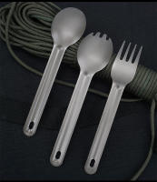 Cuchara Y Cuchillo De Titanio Con Mango Largo EDC Para Camping Y Picnics Accesorios De Mesa De Exterior No Desechables - details 7