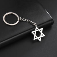 Lemegeton Llavero De Acero Inoxidable Estrella David Amuleto Hexagonal Israelita Joyería Moda Para Hombres Y Mujeres Regalo - details 3