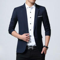Chaqueta De Traje Para Hombre En Color Sólido Ajustada Elegante Blazer Para Bodas Y Negocios Moda Casual Traje Profesional - details 9