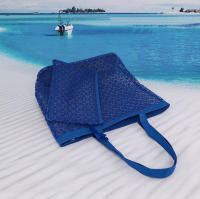 EILV - Bolso de Playa con Estilo Boho | Bolsa Transparente de Malla + Tejido Calado | Incluye Neceser | Multicolor - details 2