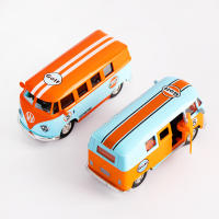 Modelo De Coche De Aluminio Diecast 1:36 Volkswagen T1 Samba Transporter Van Azul Para Niños Juguete Educativo a Escala - details 3