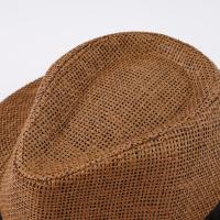 Sombrero De Paja Natural Para Hombre Moda Verano Trendy Sombreros De Playa Protección Solar Color Sólido Fedoras Casual Sombrero De Vaquero Jazz Gangster - details 15