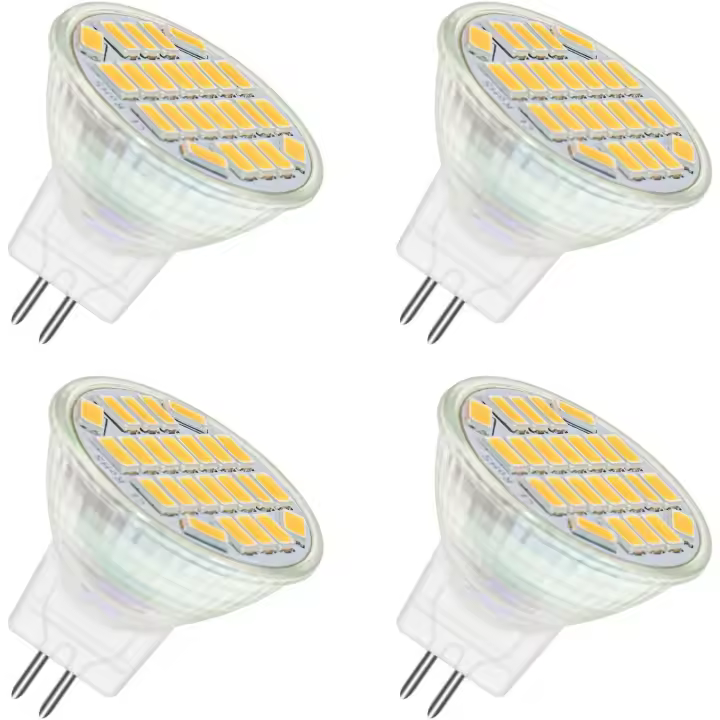 Foco LED GU4 MR11 de 12 V, 4 W, blanco cálido, 3000 K, 120°, 35 mm, equivalente a halógeno MR11 de 35 W, CA/CC de 24 V, 12 V, GU4, para armario de cocina, caravana, no regulable, paquete de 4 [Clase energética A+] - 1