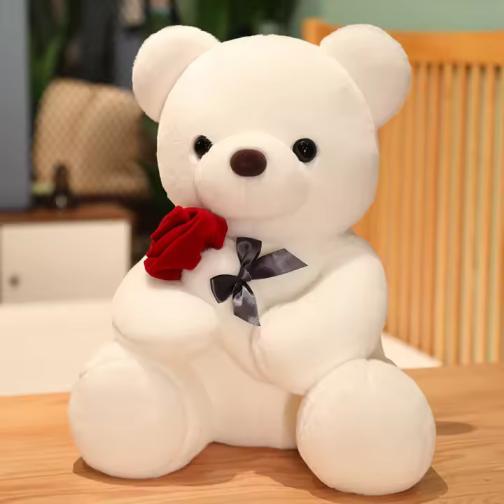 Oso De Peluche Con Rosas Lindo Regalo De San Valentín Para Mujer Cumpleaños Juguete De Algodón PP Para Niñas Y Niños Edad Recomendada 3-6 Años - 1