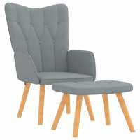 vidaXL Sillón de relax con taburete tela Gris claro, Gris oscuro, Crema Sillon Dormitorio Sillon Comodos Silla Relax Sillón Sofá - details 1