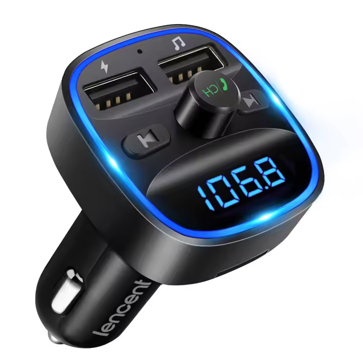 LENCENT Transmisor FM Bluetooth Con Adaptador De Radio Inalámbrico Kit De Coche Soporte Carga Dual USB Reproductor MP3 Y Tarjeta TF - 1
