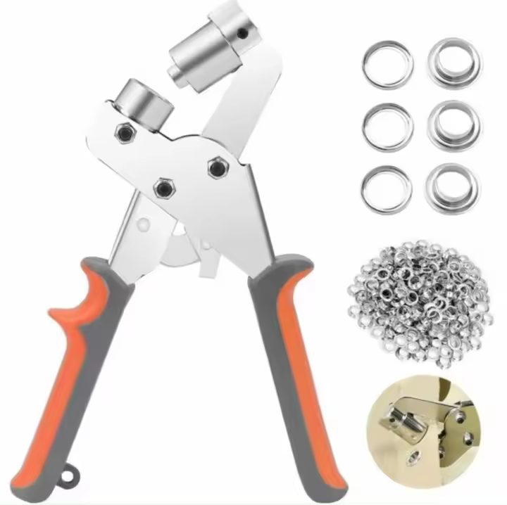 Alicates para ojales, kit profesional de perforación para ojales, 100 piezas (diámetro interior 10 mm) Alicates de montaje para ojales de metal para lona de cortina de cuero de tela de PVC Cisea Girasol - 1