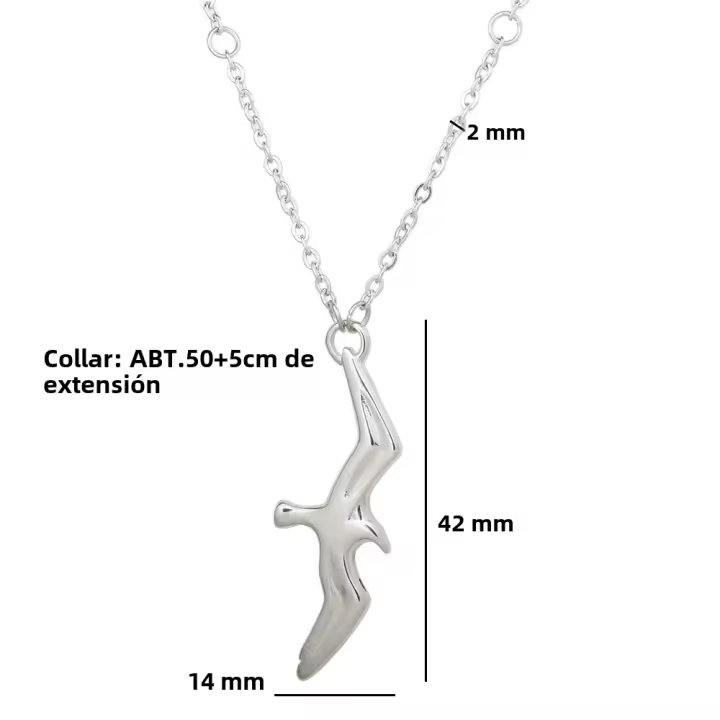 Collar De Plata Acero Inoxidable Con Colgante De Gaviota Moda Unisex Collar De Cadena De Animal Para Parejas Joyería De Compromiso - 1
