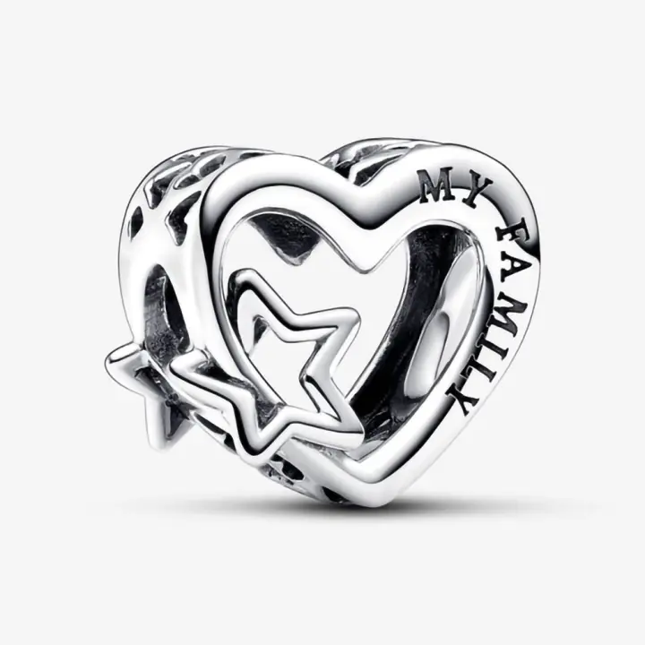 Pandora Charm de Colgante en Plata de Lei en filigrana Familia y Estrella 792829C00,Incluye Caja Original - 1