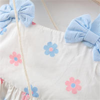 Vestido De Verano Para Niñas 2 Piezas Conjunto Nuevo Con Bolso Floral Decorativo Cuello Redondo Algodón Cómodo Largo Rodilla Casual - details 5