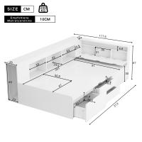 Cuna, 90*200cm, Cama individual, Cuna multifunctional with Cajones, y Armaro Librería, Caja de Cama con Cuidado, sin cojín, Blanco - details 5