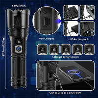 Linterna láser portátil para exteriores, de alta intensidad, recargable, de larga duración, enfocada y de alto lumen, con pantalla digital. - details 6