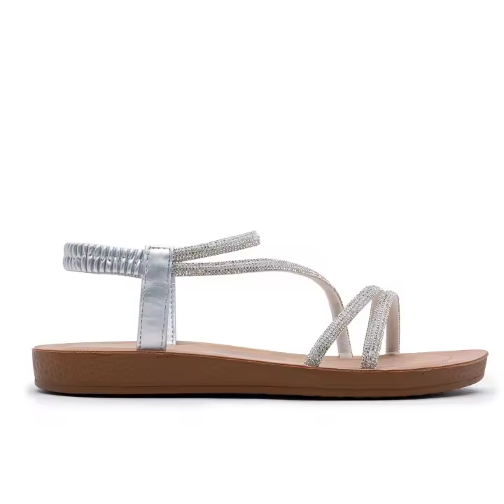 Sandalias Mujer Planas de tiras con brillo - 1